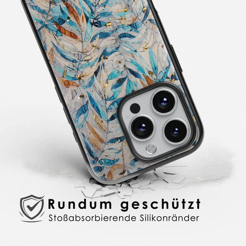Blue Leaves <br> Epoxidharz iPhone-Hülle