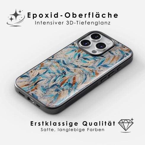 Blue Leaves <br> Epoxidharz iPhone-Hülle