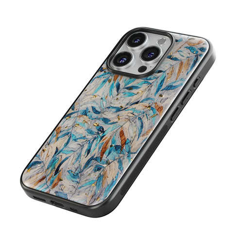 Blue Leaves <br> Epoxidharz iPhone-Hülle